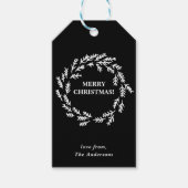 Zwart-witte kerstmis, speciaal gepersonaliseerd cadeaulabel (Voorkant)
