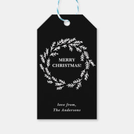 Zwart-witte kerstmis, speciaal gepersonaliseerd cadeaulabel
