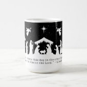 Zwart Witte Kerststal Aangepaste Bijbeltekst Koffiemok (Center)