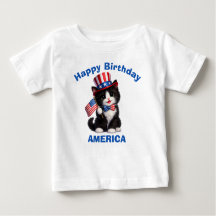 Zwart & Witte Kitten (1e) Patriottisch Kinder T-sh