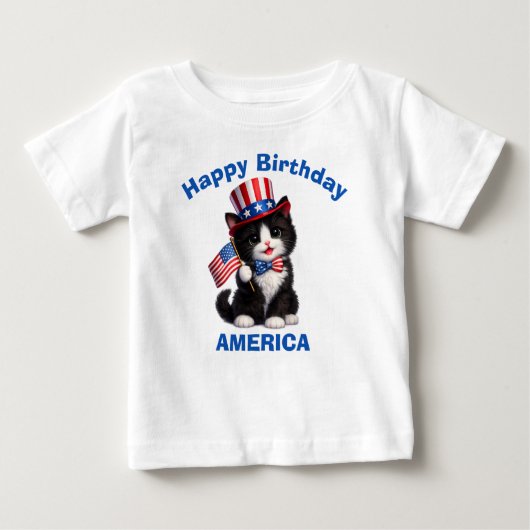 Zwart & Witte Kitten (1e) Patriottisch Kinder T-sh (Voorkant)