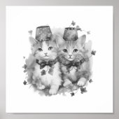 Zwart-witte kittens met petten poster (Voorkant)