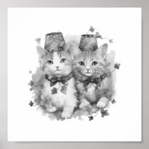 Zwart-witte kittens met petten