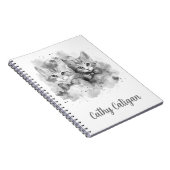 Zwart-witte kittens met strik aangepaste naam notitieboek (Rechterzijde)