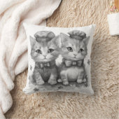 Zwart-witte kittens met strik stropdas en leuke pe kussen (Deken)