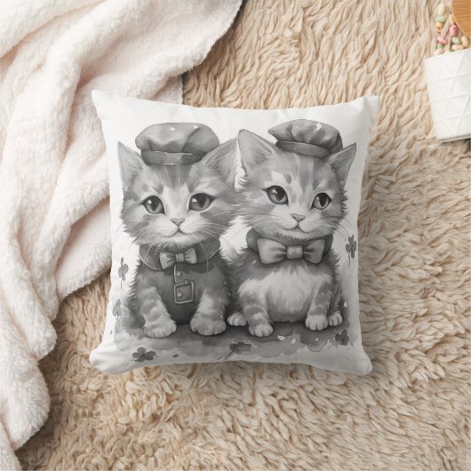 Zwart-witte kittens met strik stropdas en leuke pe kussen (Deken)