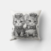Zwart-witte kittens met strik stropdas en leuke pe kussen (Achterkant)