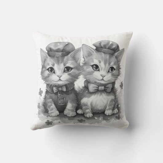 Zwart-witte kittens met strik stropdas en leuke pe kussen (Achterkant)