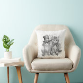 Zwart-witte kittens met strik stropdas en schattig kussen (Stoel)