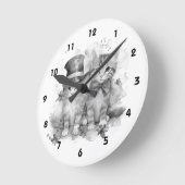 Zwart-witte kittens met strik stropdas en schattig ronde klok (Hoek)