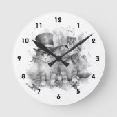 Zwart-witte kittens met strik stropdas en schattig ronde klok (Voorkant)