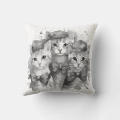 Zwart-witte kittens met strikken en petten kussen (Achterkant)