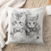 Zwart-witte kittens met strikken en vlinders kussen (Deken)