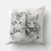 Zwart-witte kittens met strikken en vlinders kussen (Voorkant)