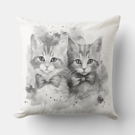 Zwart-witte kittens met strikken en vlinders kussen (Voorkant)