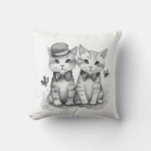 Zwart-witte kittens polka dot bow kussen (Voorkant)