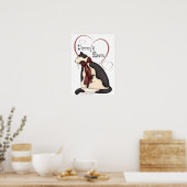 Zwart & Witte Kittie Kat met Hartjes Poster (Keuken)