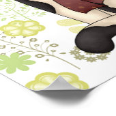 Zwart & Witte Kitty Kat met Bloemrand Poster (Hoek)