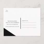 Zwart & Witte Klasse Driehoekige Trouw Datum Bespa Aankondigingskaart (Achterkant)