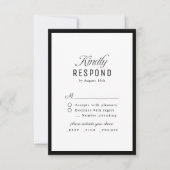Zwart Witte Klasse Script Elegante QR-code Trouwda RSVP Kaartje (Voorkant)
