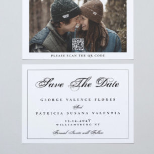 Zwart-witte Klassic QR CODE Elegant foto Save The Date
