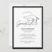 Zwart Witte Klassieke Afstudeerhoed typografie Kaart (Voorkant)