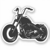 Zwart Witte Klassieke Cruiser Motorfiets Vector Ku Sticker (Voorkant)
