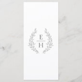 Zwart Witte Klassieke Elegante Monogram Trouwmenu Menu (Achterkant)