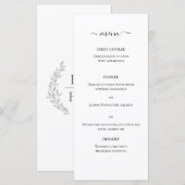 Zwart Witte Klassieke Elegante Monogram Trouwmenu Menu (Voorkant / Achterkant)