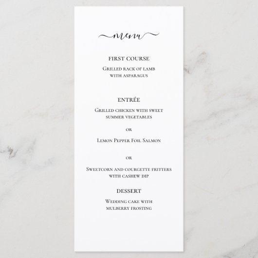 Zwart Witte Klassieke Elegante Monogram Trouwmenu Menu (Voorkant)