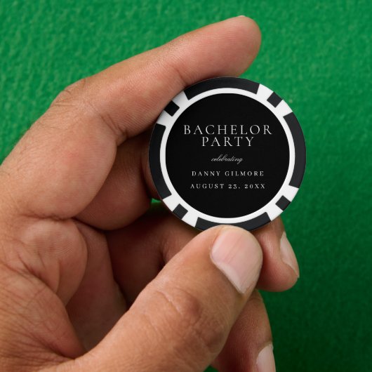 Zwart & Witte Klassieke Heren Bachelorfeest Poker Chips (Hand)