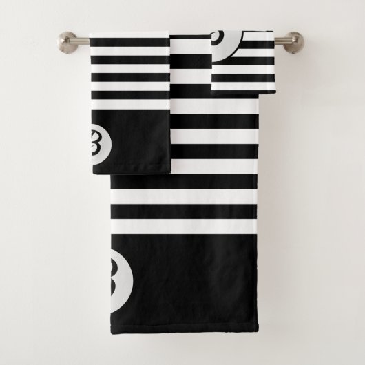 Zwart-witte klassieke strepen met monogram bad handdoek (Insitu)