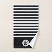 Zwart-witte klassieke strepen met monogram bad handdoek (Handdoek)