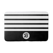 Zwart-witte klassieke strepen met monogram badmat (Voorkant)