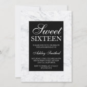 Zwart-witte kleding marmeren chic Sweet 16 Kaart (Voorkant)