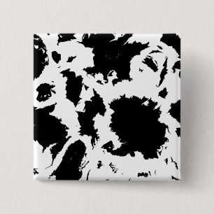 Zwart-witte klodders vierkante button 5,1 cm