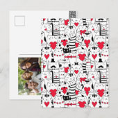 Zwart Witte Knuffel Kat Rode Hart Feestdagenkaart (Voorkant / Achterkant)