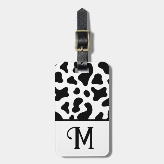 Zwart-witte Koe Afdrukken, Initiaal kleurenblok Bagagelabel (Voorkant verticaal)