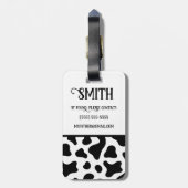 Zwart-witte Koe Afdrukken, Initiaal kleurenblok Bagagelabel (Achterkant verticaal)