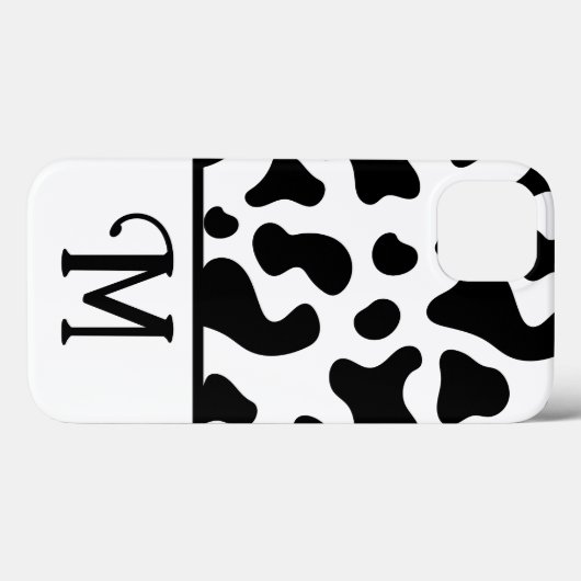 Zwart-witte Koe Afdrukken, Initiaal kleurenblok Case-Mate iPhone Case (Achterkant (horizontaal))