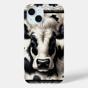 Zwart & Witte Koe Cowhide Bont Bontachtige Uiterli iPhone 15 Case