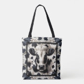 Zwart & Witte Koe Cowhide Bont Bontgekleurde Uiter Tote Bag (Achterkant)