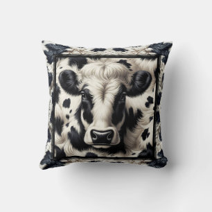 Zwart & Witte Koe Cowhide Vacht Bont Uiterlijk Kussen
