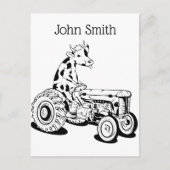 Zwart-witte koe die een trekker bestuurt briefkaart (Voorkant)