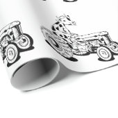 Zwart-witte koe die een trekker bestuurt cadeaupapier (Rol Hoek)