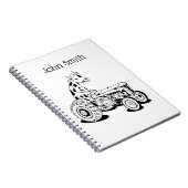 Zwart-witte koe die een trekker bestuurt notitieboek (Rechterzijde)