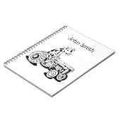 Zwart-witte koe die een trekker bestuurt notitieboek (Linkerzijde)