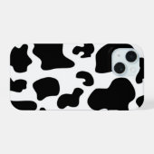 Zwart-witte koe iPhone 15 case (Achterkant horizontaal)