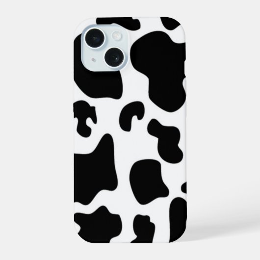 Zwart-witte koe iPhone 15 case (Achterkant)