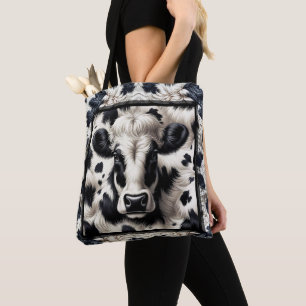 Zwart & Witte Koe Koehuid Bont Bontachtige Uiterli Tote Bag